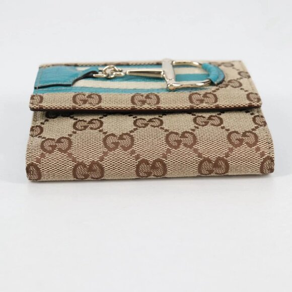 GUCCI Horsebit GG Canvas Wallet Beige Gold 138029 Auth yk19499V - Picture 7 of 16